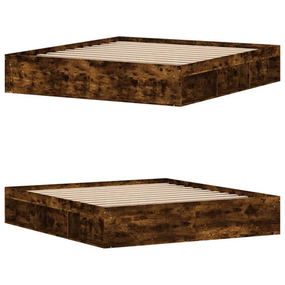 Bedframe Kleurig Super King Size 180 x 200 cm Gerookt eiken