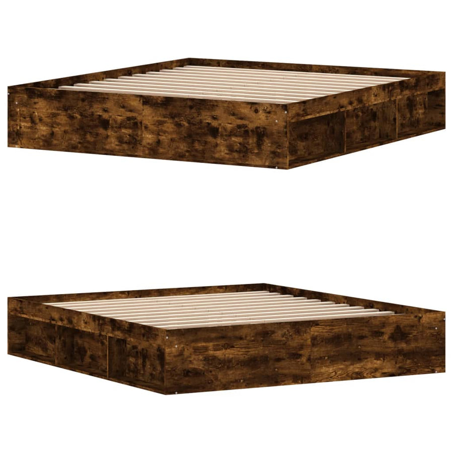 Bedframe Kleurig Super King Size 180 x 200 cm Gerookt eiken