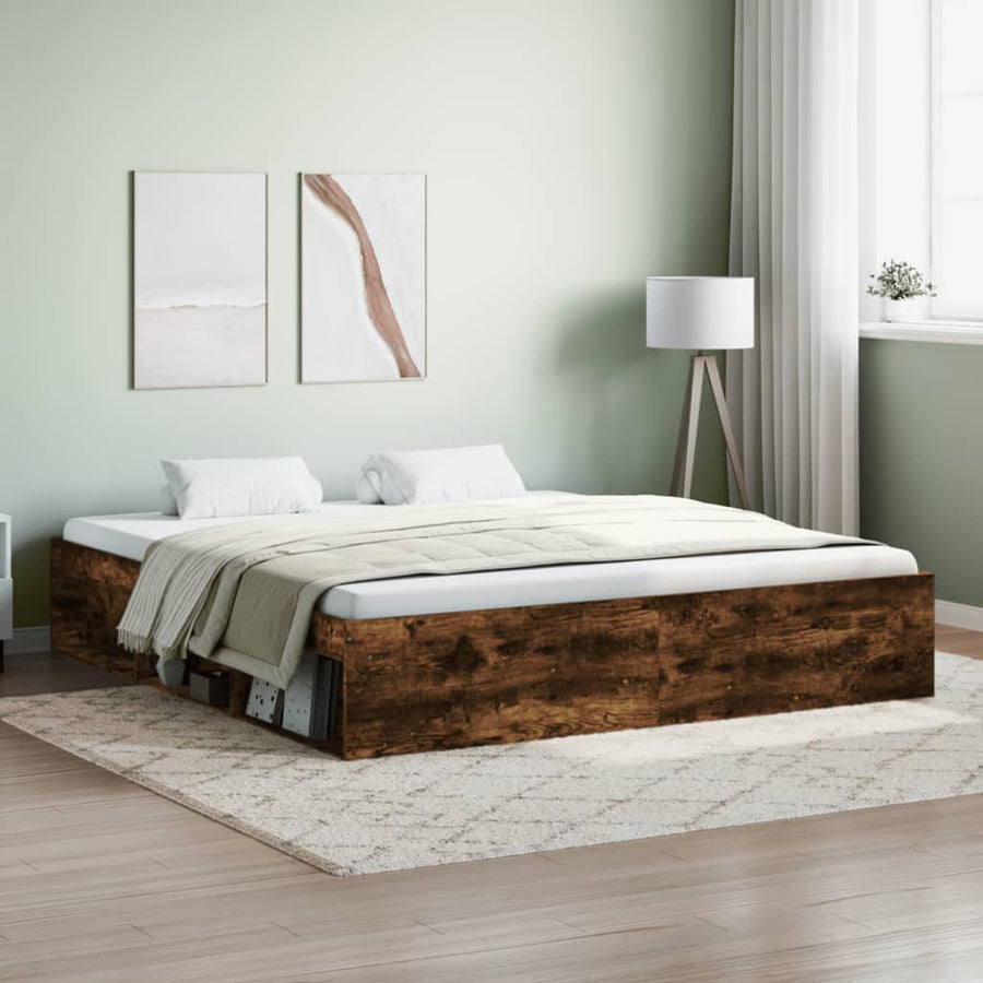 Bedframe Kleurig Super King Size 180 x 200 cm Gerookt eiken