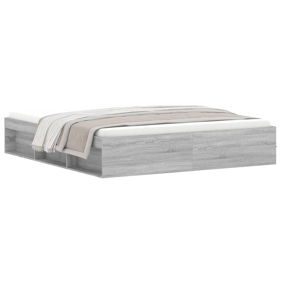 Bedframe Eikenkleurig Super King Size 180 x 200 cm Grijs sonoma