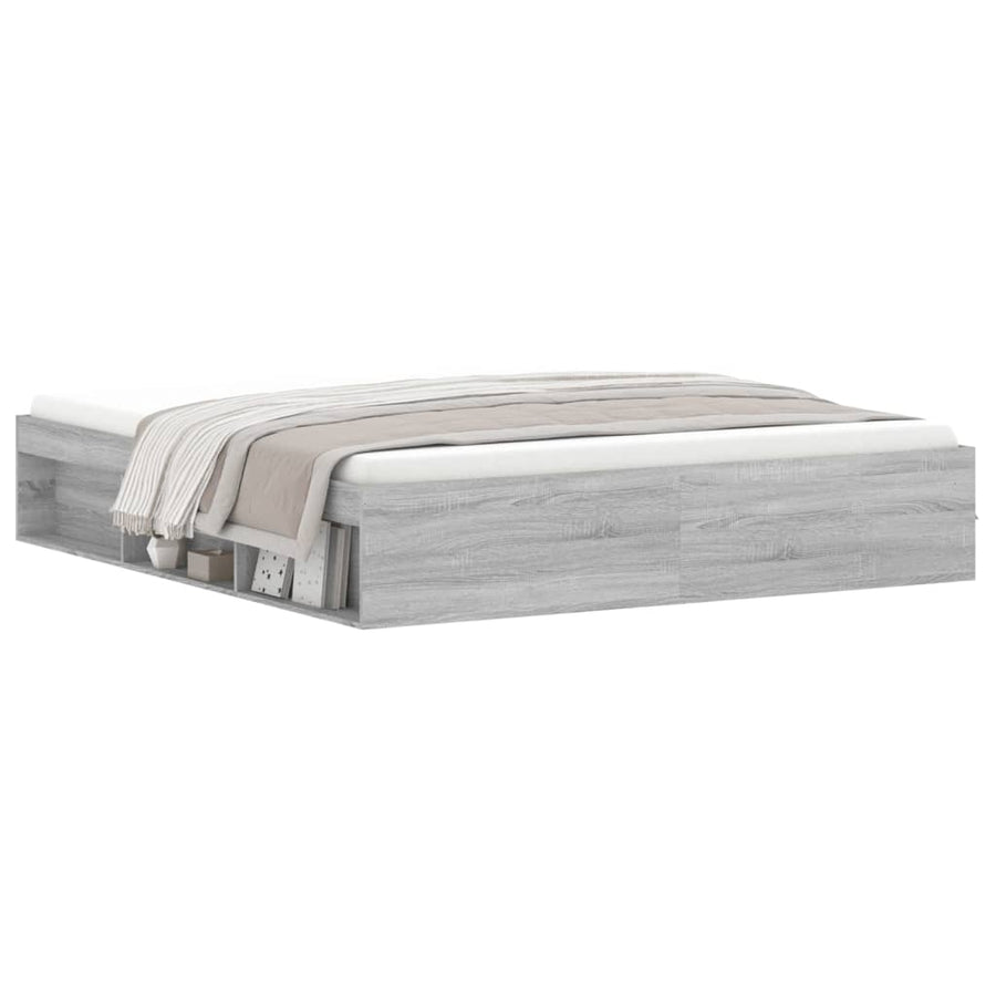 Bedframe Eikenkleurig Super King Size 180 x 200 cm Grijs sonoma