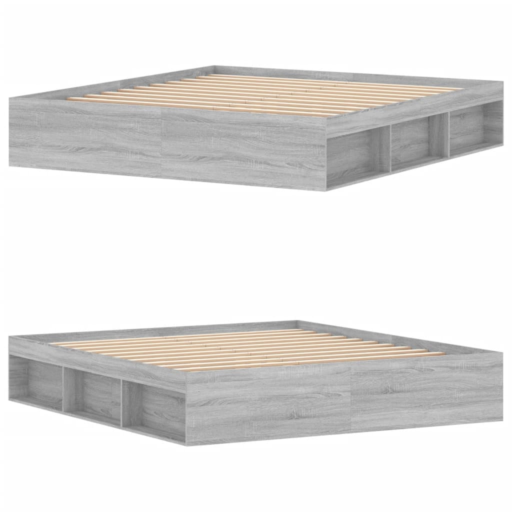 Bedframe Eikenkleurig Super King Size 180 x 200 cm Grijs sonoma