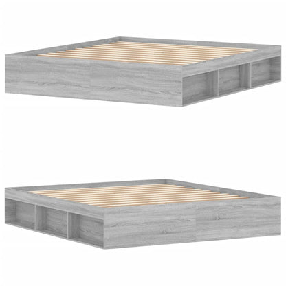 Bedframe Eikenkleurig Super King Size 180 x 200 cm Grijs sonoma