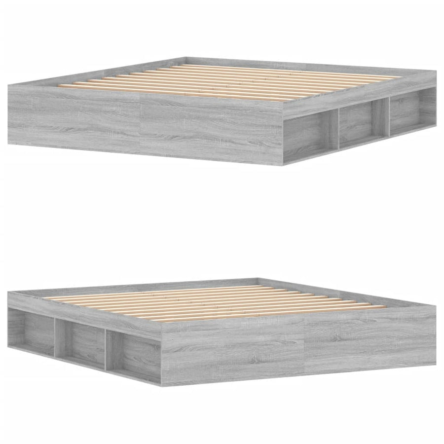 Bedframe Eikenkleurig Super King Size 180 x 200 cm Grijs sonoma