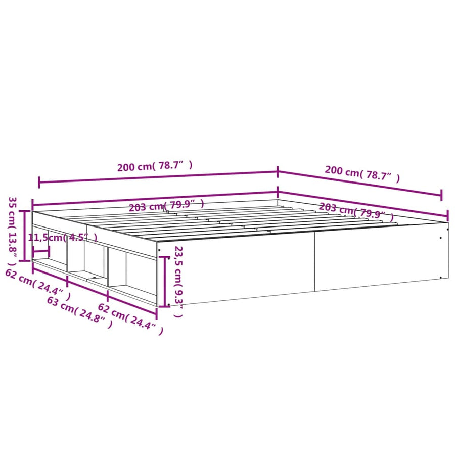 Bedframe 200 x 200 cm Zwart