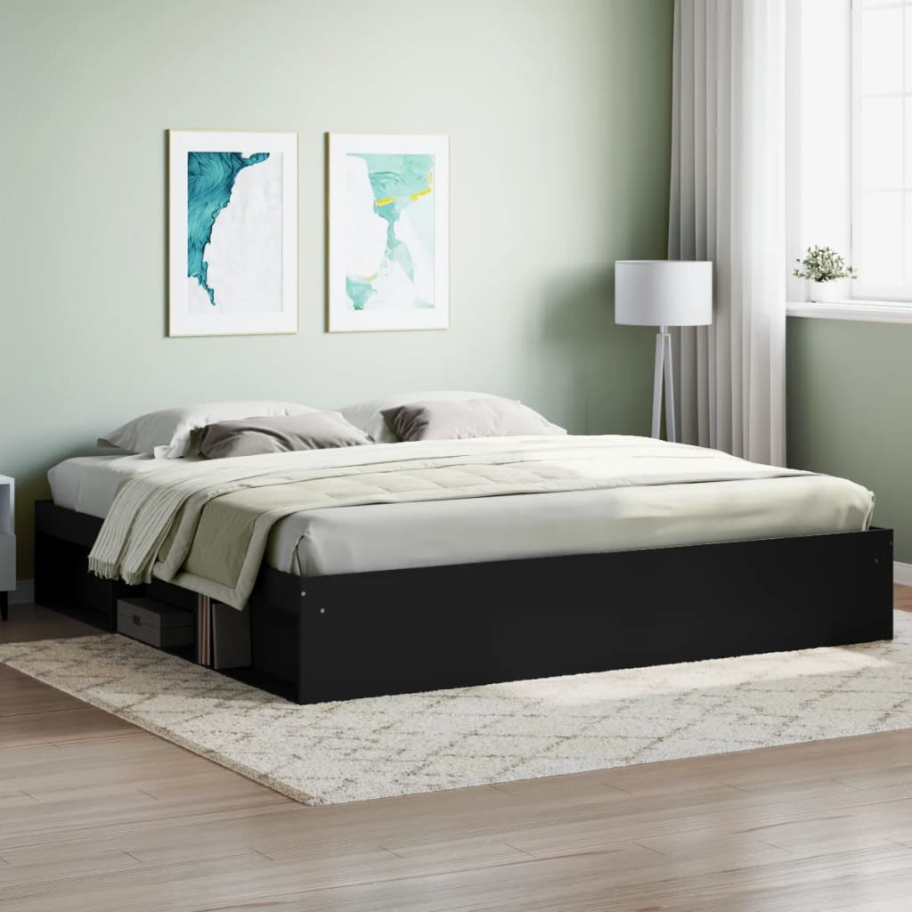 Bedframe 200 x 200 cm Zwart