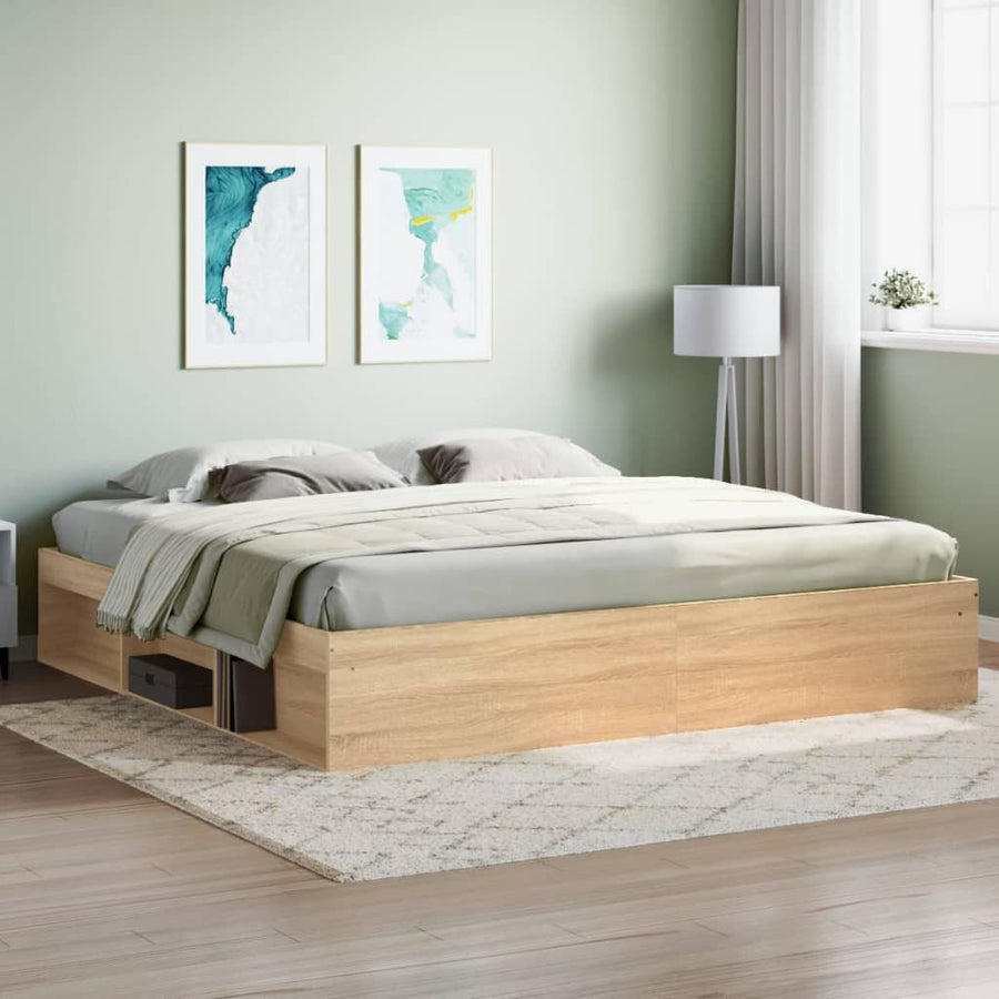 Bedframe Kleurig 200 x 200 cm Sonoma eiken
