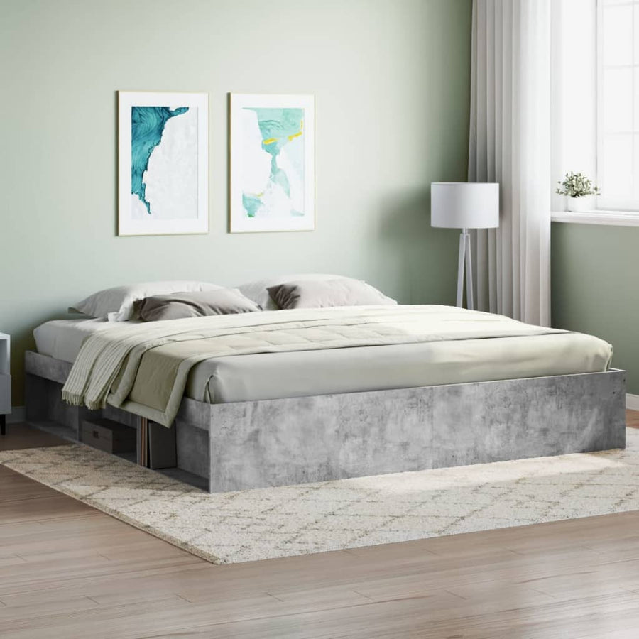 Bedframe 200 x 200 cm Betongrijs