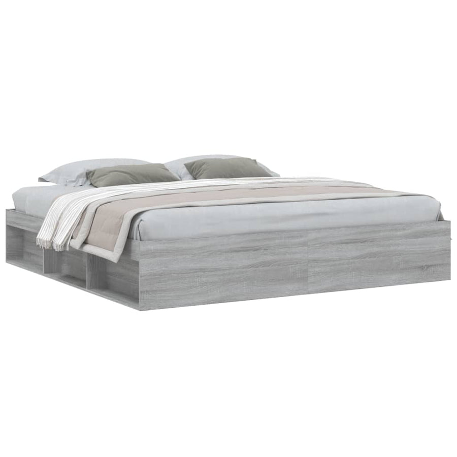 Bedframe Eikenkleurig 200 x 200 cm Grijs sonoma