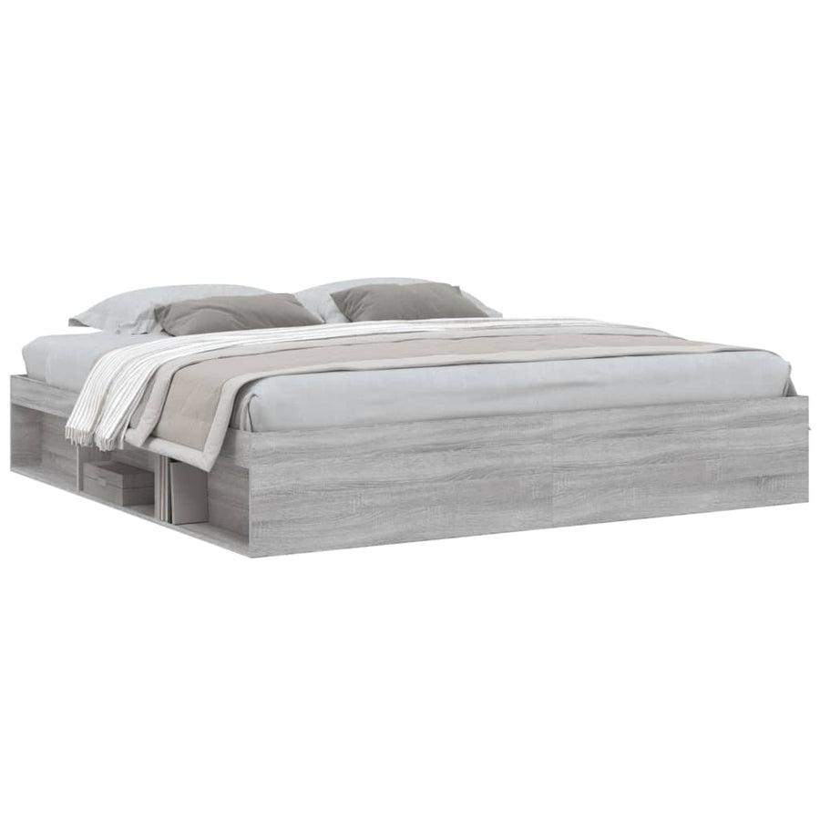 Bedframe Eikenkleurig 200 x 200 cm Grijs sonoma