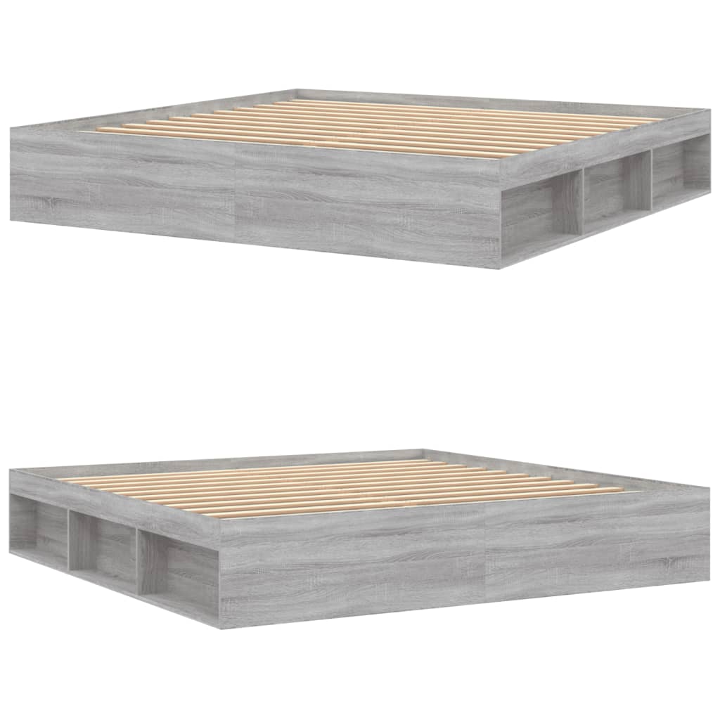Bedframe Eikenkleurig 200 x 200 cm Grijs sonoma