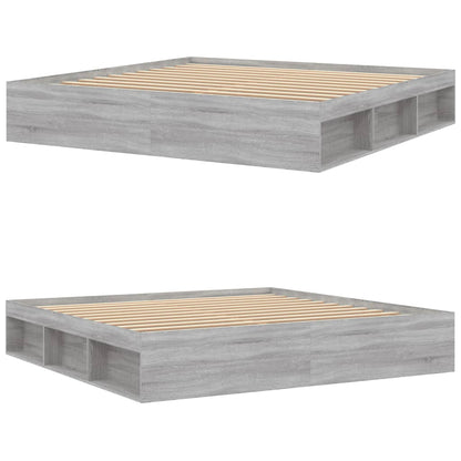 Bedframe Eikenkleurig 200 x 200 cm Grijs sonoma