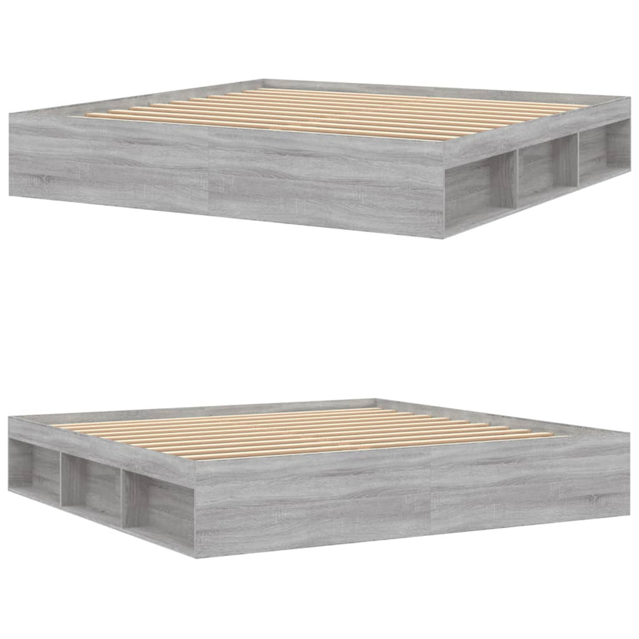Bedframe Eikenkleurig 200 x 200 cm Grijs sonoma
