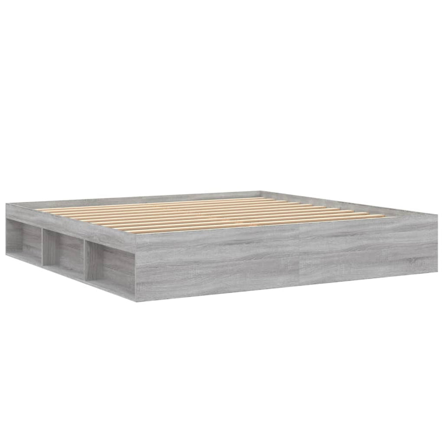 Bedframe Eikenkleurig 200 x 200 cm Grijs sonoma