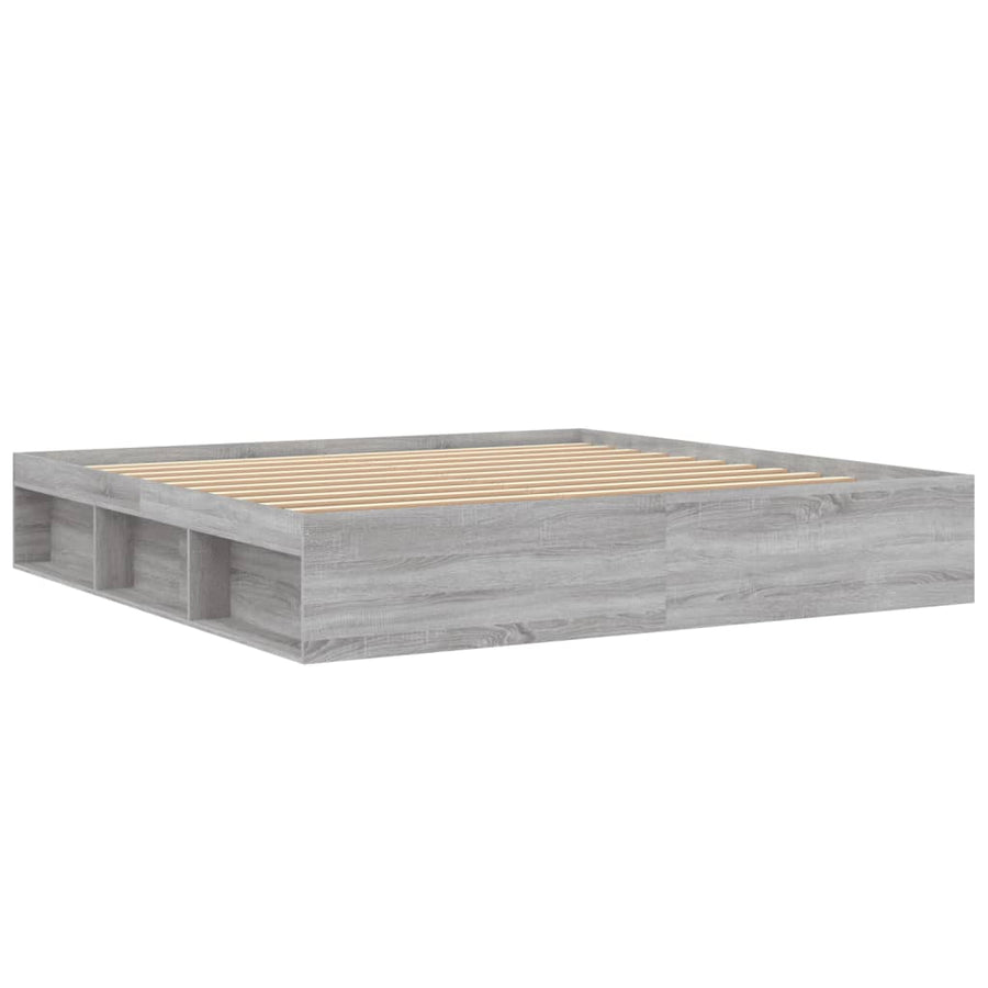 Bedframe Eikenkleurig 200 x 200 cm Grijs sonoma