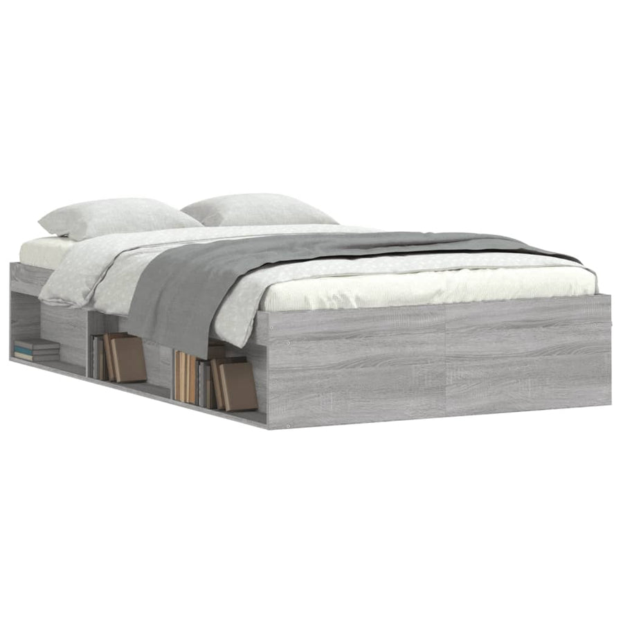 Bedframe Eikenkleurig 120 x 190 cm Grijs sonoma
