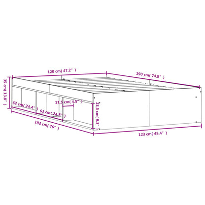 Bedframe Eikenkleurig 120 x 190 cm Grijs sonoma