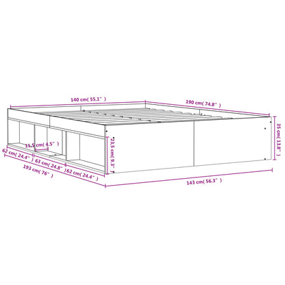 Bedframe Kleurig 140 x 190 cm Gerookt eiken