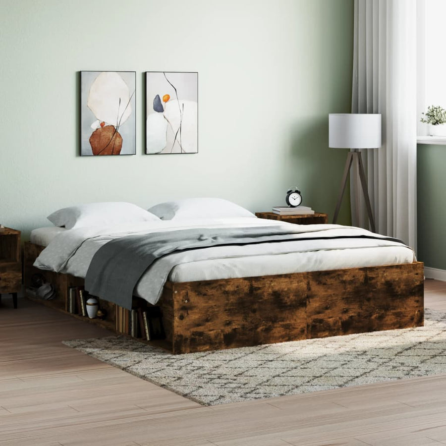 Bedframe Kleurig 140 x 190 cm Gerookt eiken