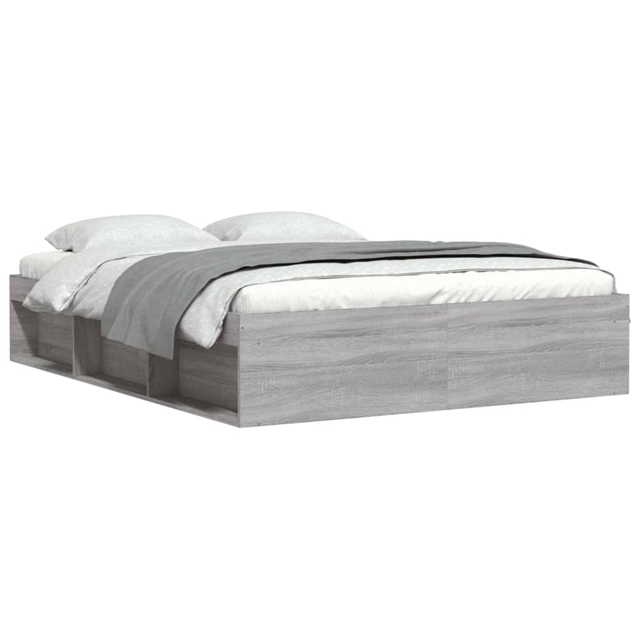 Bedframe Eikenkleurig 140 x 190 cm Grijs sonoma