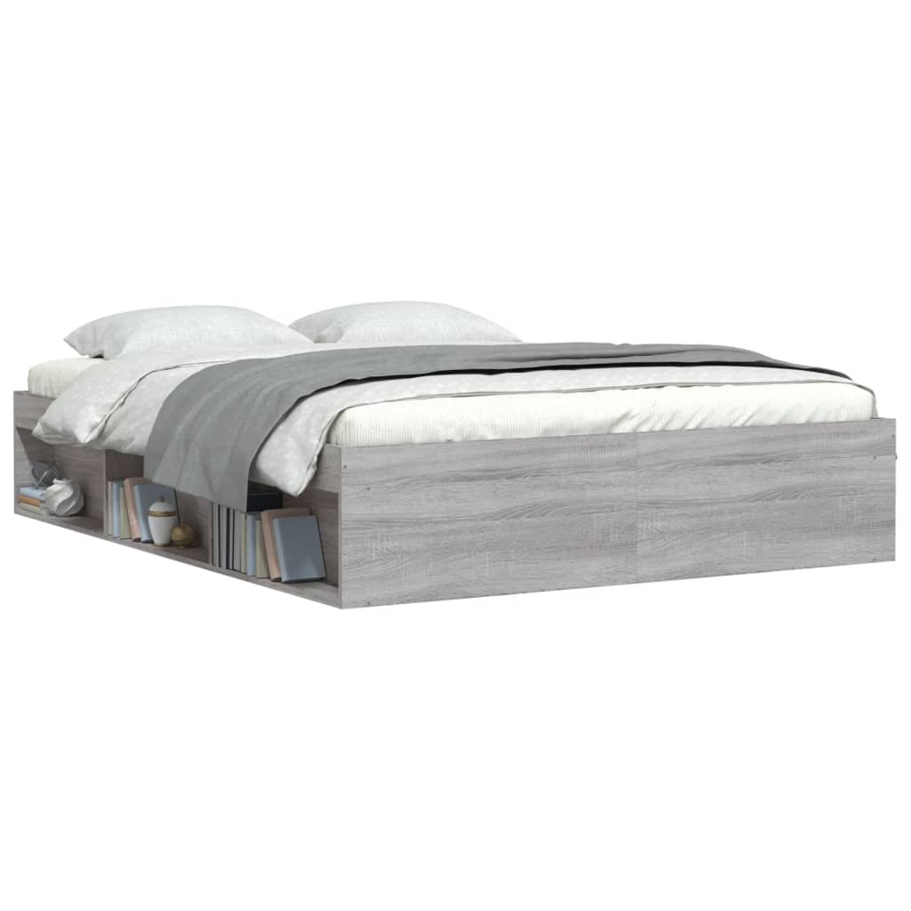 Bedframe Eikenkleurig 140 x 190 cm Grijs sonoma