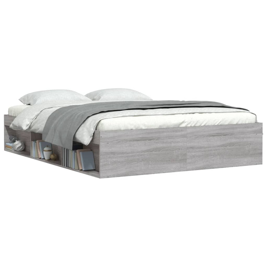 Bedframe Eikenkleurig 140 x 190 cm Grijs sonoma