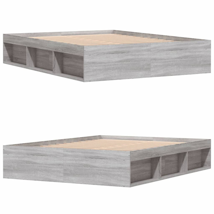 Bedframe Eikenkleurig 140 x 190 cm Grijs sonoma