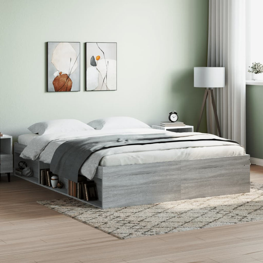 Bedframe Eikenkleurig 140 x 190 cm Grijs sonoma