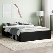 Bedframe 135x190 cm zwart bewerkt hout