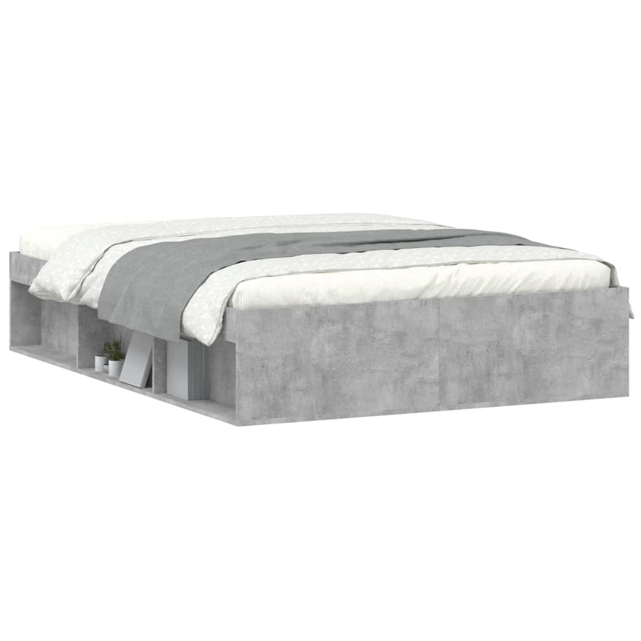 Bedframe Double 135 x 190 cm Betongrijs