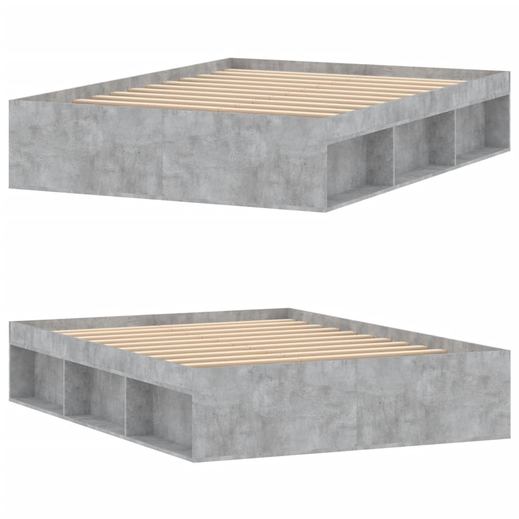Bedframe Double 135 x 190 cm Betongrijs