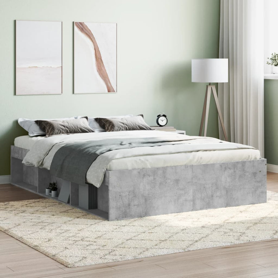 Bedframe Double 135 x 190 cm Betongrijs