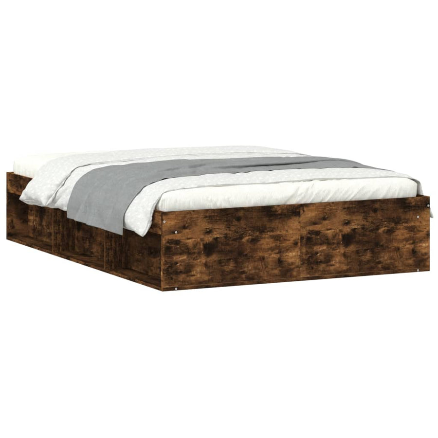 Bedframe Kleurig Double 135 x 190 cm Gerookt eiken