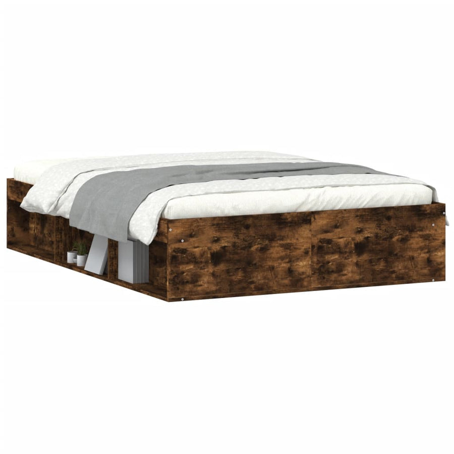 Bedframe Kleurig Double 135 x 190 cm Gerookt eiken