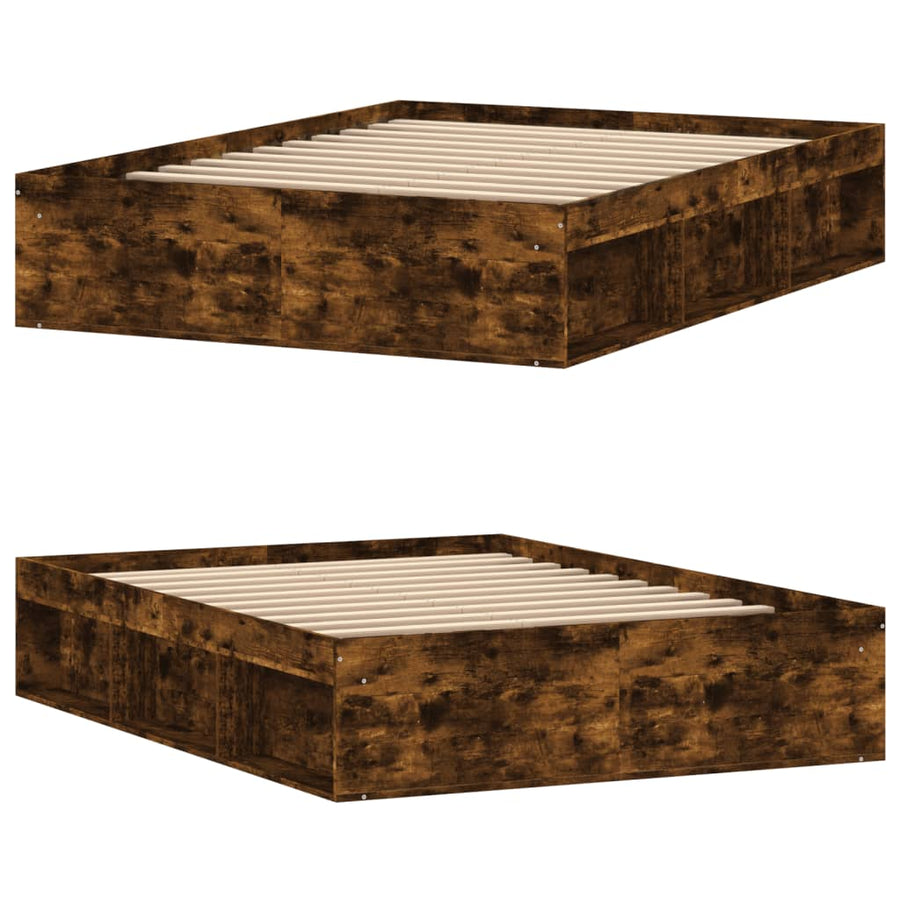 Bedframe Kleurig Double 135 x 190 cm Gerookt eiken
