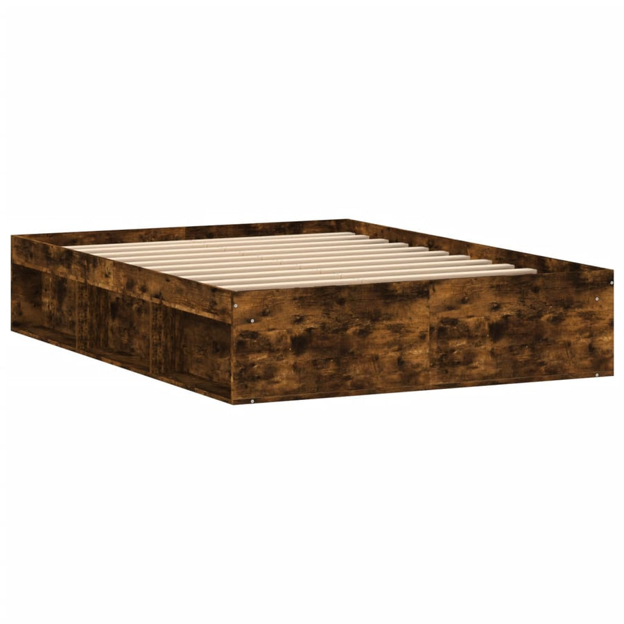 Bedframe Kleurig Double 135 x 190 cm Gerookt eiken