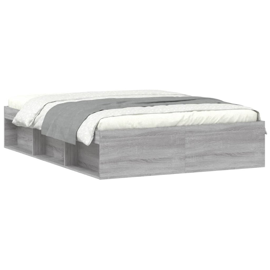Bedframe Eikenkleurig Double 135 x 190 cm Grijs sonoma