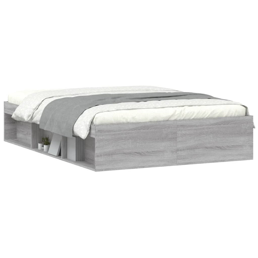 Bedframe Eikenkleurig Double 135 x 190 cm Grijs sonoma
