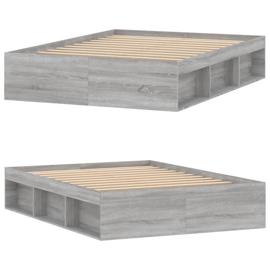 Bedframe Eikenkleurig Double 135 x 190 cm Grijs sonoma