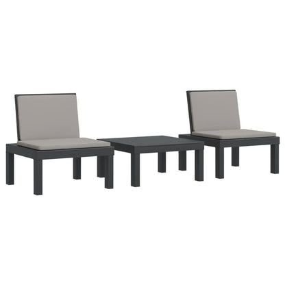 3-Delige Loungeset Met Kussens Pp Antracietkleurig