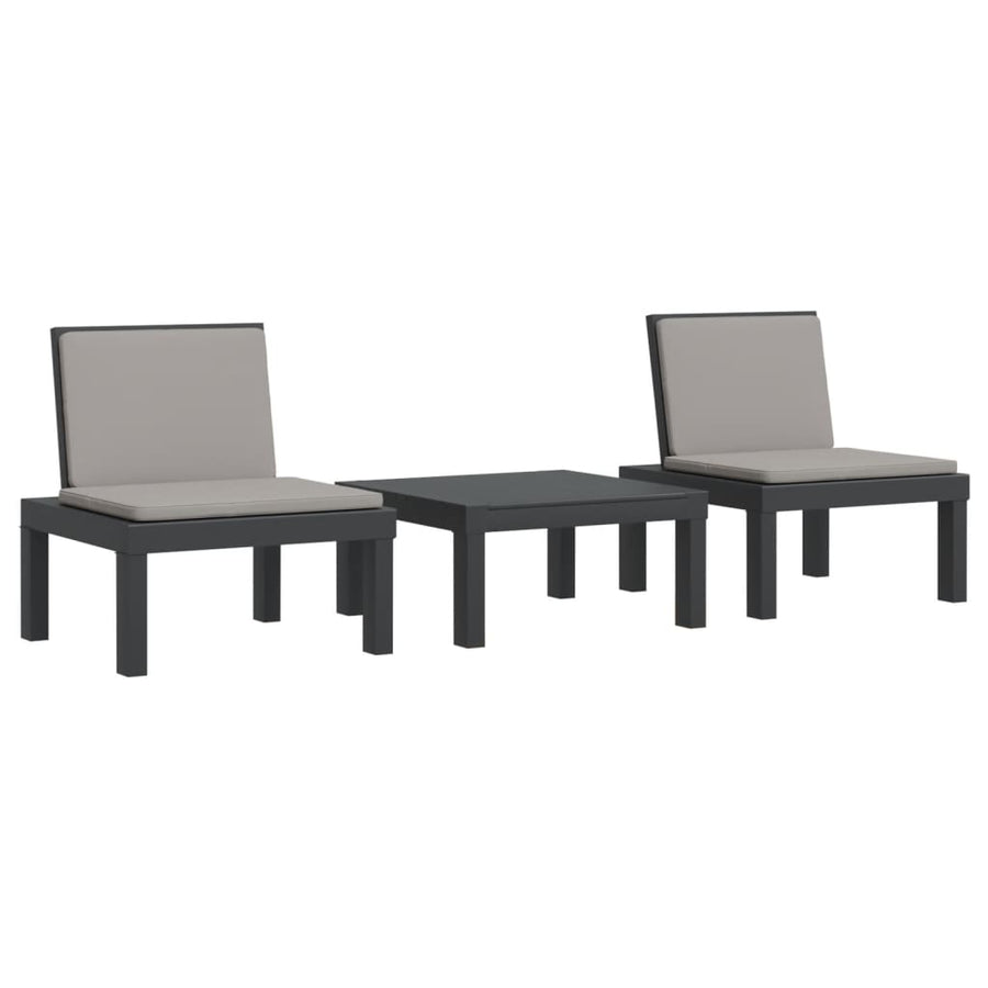 3-Delige Loungeset Met Kussens Pp Antracietkleurig