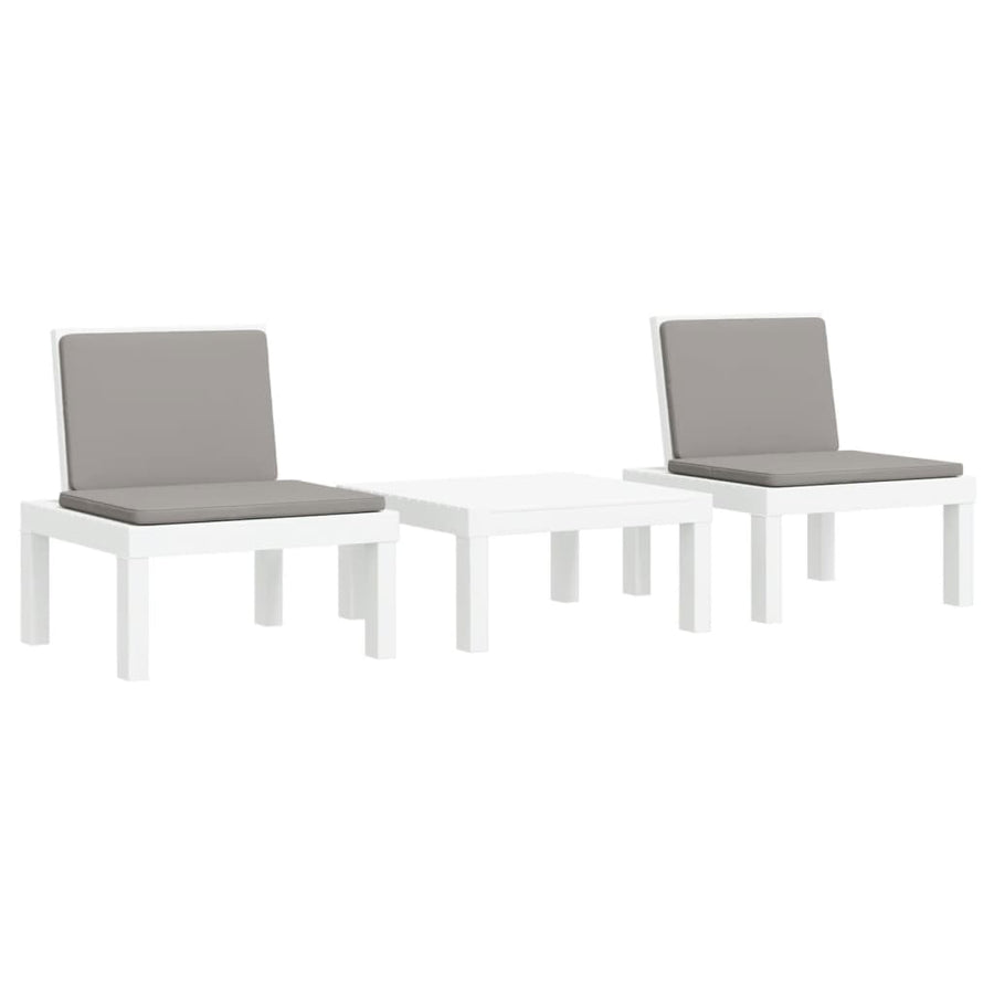 3-Delige Loungeset Met Kussens Pp Wit