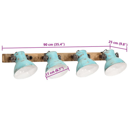 Wandlamp 25 W E27 90X25 Cm Verweerd Recht - 4 lampenkappen 1 Blauw
