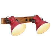 Wandlamp massief mangohout ijzer verweerd rood 45x25 cm