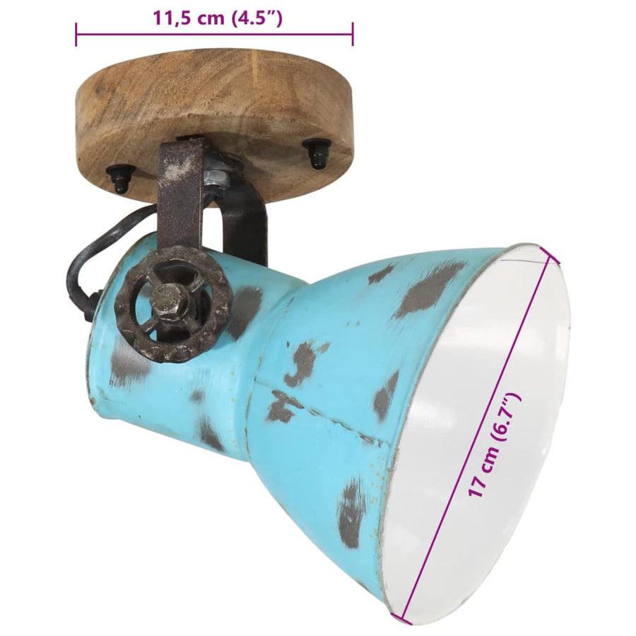 Wandlamp 25 W E27 11,5x11,5x25 cm verweerd blauw