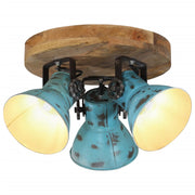 Plafondlamp 35x35x25 cm massief mangohout ijzer verweerd blauw