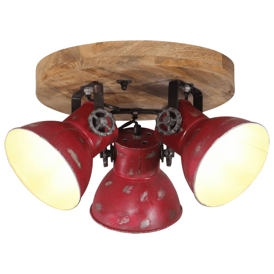 Plafondlamp 25 W E27 35X35X25 Cm Verweerd Rond - 3 lampenkappen 1 Rood