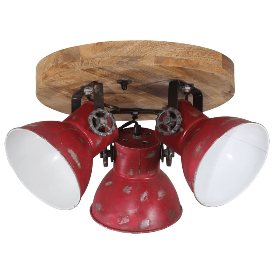 Plafondlamp 25 W E27 35X35X25 Cm Verweerd Rond - 3 lampenkappen 1 Rood
