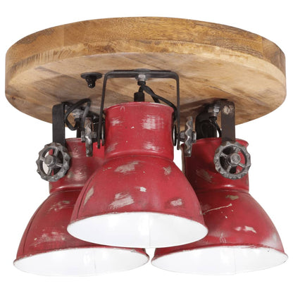 Plafondlamp 25 W E27 35X35X25 Cm Verweerd Rond - 3 lampenkappen 1 Rood
