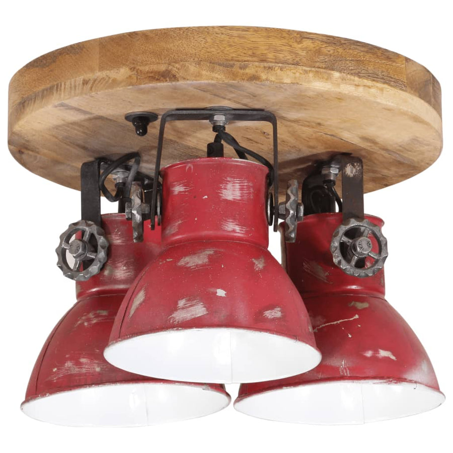 Plafondlamp 25 W E27 35X35X25 Cm Verweerd Rond - 3 lampenkappen 1 Rood
